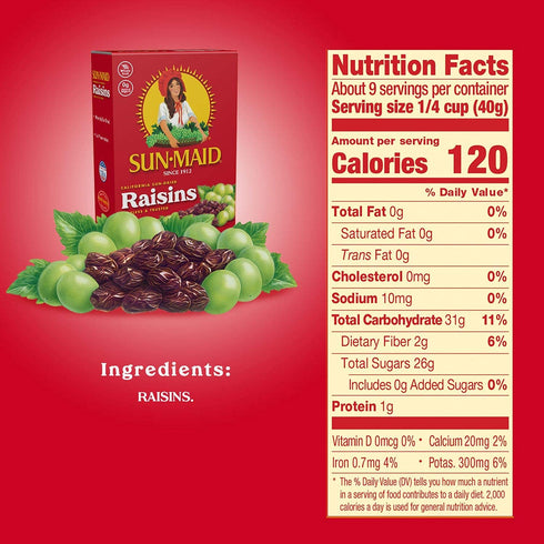 12 Oz (12 Pack) Sun-Maid California Sun-Dried Raisins - Sharing-Size Box - Dried Fruit for Healthy Snacks, School
