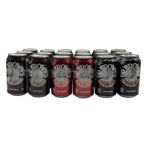 JDS Toy Store (18 Pack): 6 6 6 12oz Dr. Browns Soda Black Cherry, Root Beer, Cream Soda cans