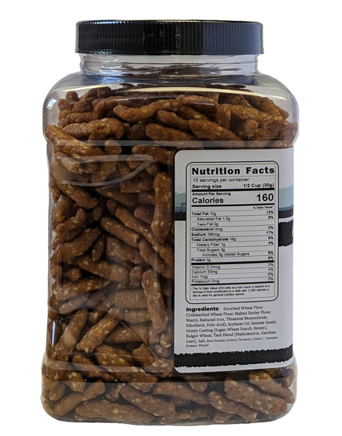 1 lb. Sesame Sticks Snacks Honey Roasted - By Medley Hills Farm in Reusable Container - Fresh honey roasted sesame