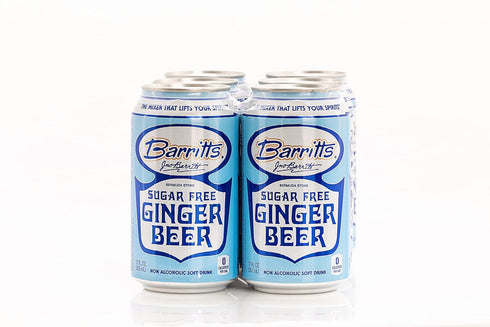 12 oz 24 Pack, Barritt's Sugar Free Diet Ginger Beer, Non-Alcoholic Soda Cocktail Mixer, fl Cans, No Aspartame