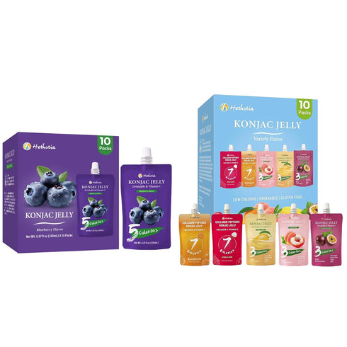 Hethstia Konjac Jelly Drinkable Pouch Variety and Blueberry Flavor, 20 Pack |