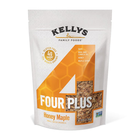 Kellys Four Plus Granola Cereal | Honey Maple Healthy Granola for Yogurt