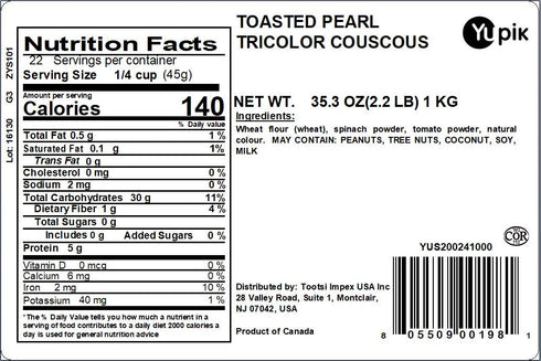2.2 lb (Pack 2) Yupik Toasted Pearl Tricolor Couscous