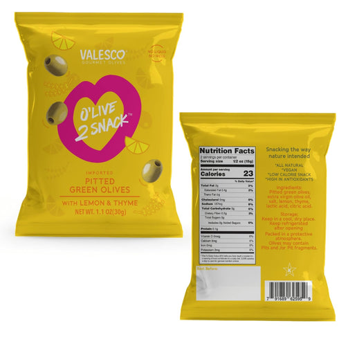 2 Pack, 6 1 oz (12 Valesco, O'Live Snack Pitted Olives Variety Flavors, Pouches)