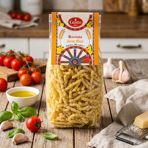 (500 Busiata Pasta, Spiral Pasta gr), Artisan Italian Pasta, Busiate Pasta, Product of Italy, Non GMO, by Gusto ETNA