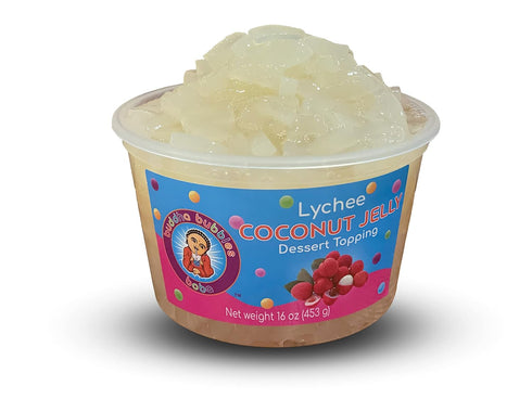 Premium Coconut Jelly Dessert Topping by Buddha Bubbles Boba (Lychee Jelly)