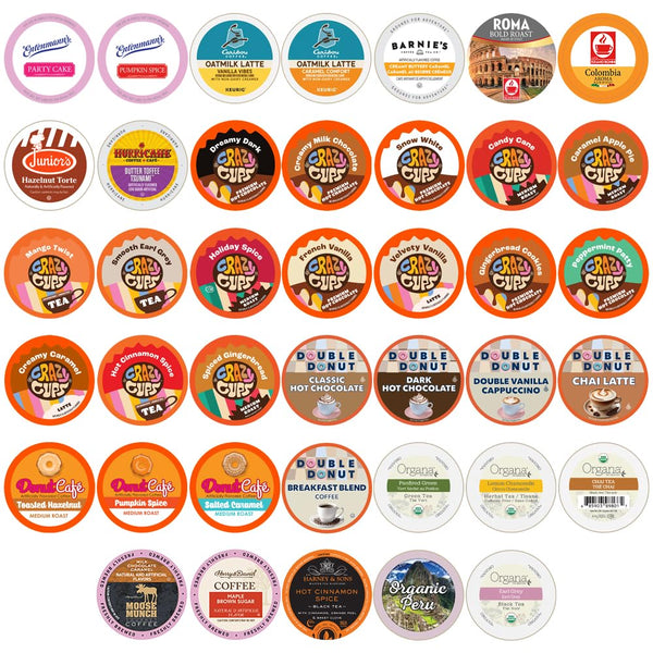 Perfect Samplers Coffee, Tea, Cider,Cappuccino For Keurig K Cups Brewers, Mix 40