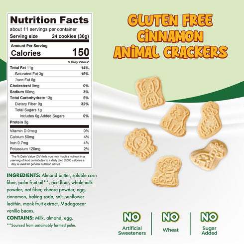 12 (Pack 1) ChocZero Animal Crackers Cookies, Cinnamon Flavored, Gluten Free, Low Carb, No Added Sugar, Ounce
