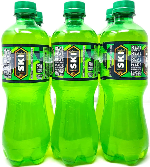 Ski Lemon Orange Citrus Soda 6 pack 16.9oz bottles