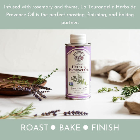 La Tourangelle Herbs De Provence Infused Sunflower Oil, 8.45 fl oz for Cooking, Vinaigrettes & Dipping Sauces