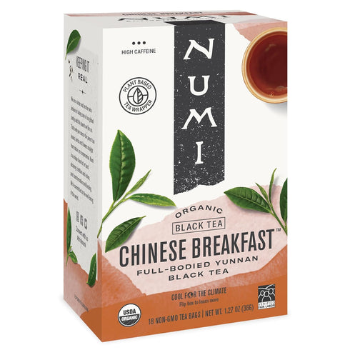 Numi Organic Chinese Breakfast Tea, 18 Tea Bags, Full Bodied Yunnan Black