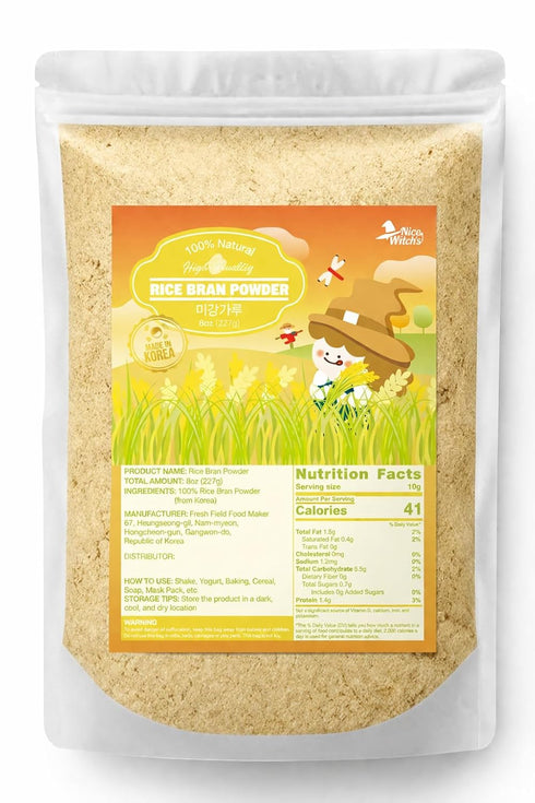 Nice Witchs Rice Bran Powder 8 oz (227g), 100% Pure Raw Rice