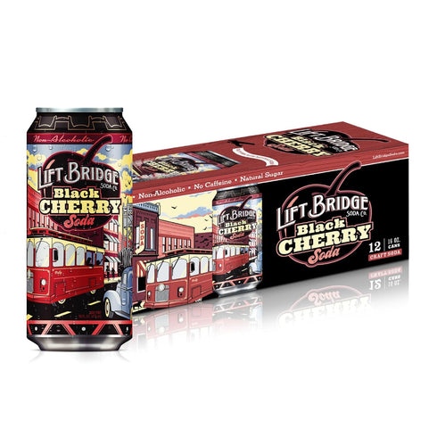 Lift Bridge Black Cherry Soda, Real Cane Sugar, Craft Soda, Gluten-free, Caffeine-free,