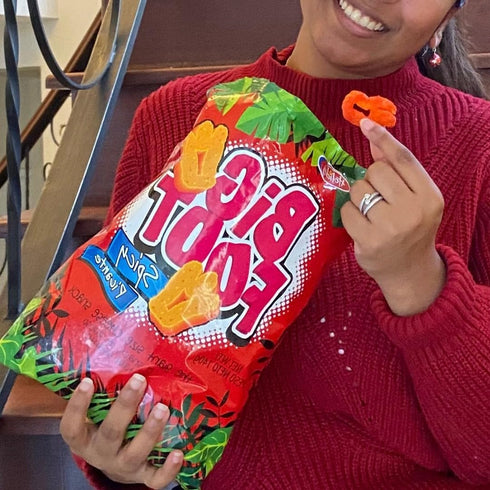 Holiday 0.8 oz Pack 12 Big Foot Giant Cheese Snack Spicy Crunchy Corn Puffs Party Size Bag