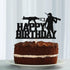 PUBG Happy Birthday Cake Toppers - Video Game Themed Birthday Party Decorations Picks for Kids Black Glitter