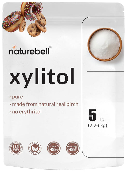 NatureBell Xylitol Sweetener, 5lbs | Natural Birch Crystal Source 1:1 Sugar Substitute