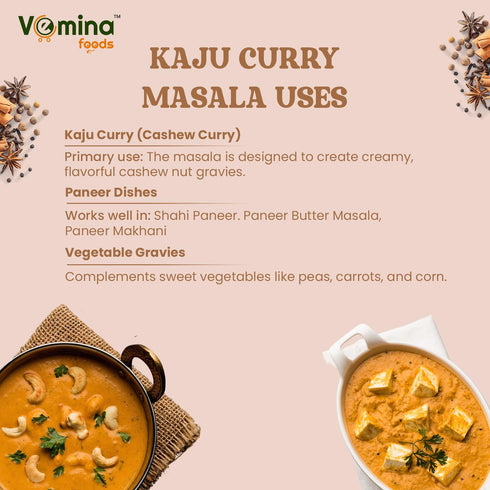 50g, 100% VEMINA Kaju Curry Masala Rich & Creamy Indian Cashew Curry Spice Mix, Restaurant-Style Gravy Blend