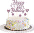 Purple Glitter Happy 14th Birthday Cake Topper with Cupcake Toppers for Boys or Girls (14th)