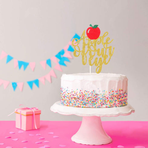 LILIPARTY Summer Glitter An Apple of Our Eye Cake Topper Baby Girls Boys First Birthday Cake Decor, Fruits Theme Baby