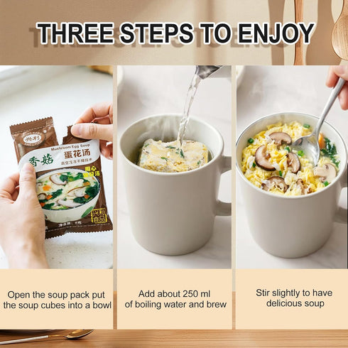 4 0.3 (8 Pack) Egg Flower Soup Mix, Vegetable Mix Soup with Flavors (Laver, Spinach, Mushroom, Tomato), Ounce