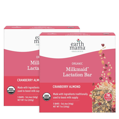 Earth Mama Organic Milkmaid Lactation Bars, Cranberry Almond, 5 Count USDA Certified