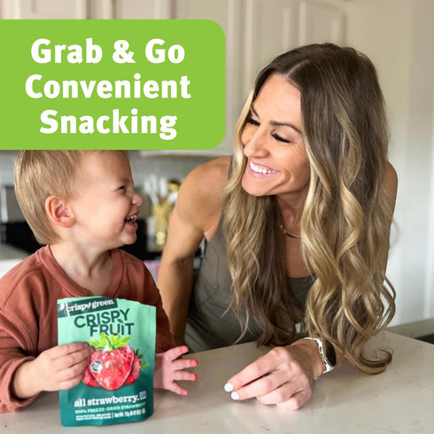 0.42 Oz (Pack 12), 100% Crispy Green Freeze-Dried Strawberry Fruit Snacks, of Pure Fruit, All-Natural, No Added Sugar