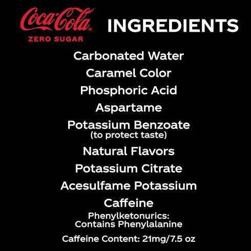 7.5 oz, 6 Pack (Package Coke Zero Sugar Mini-Can fl May Vary)