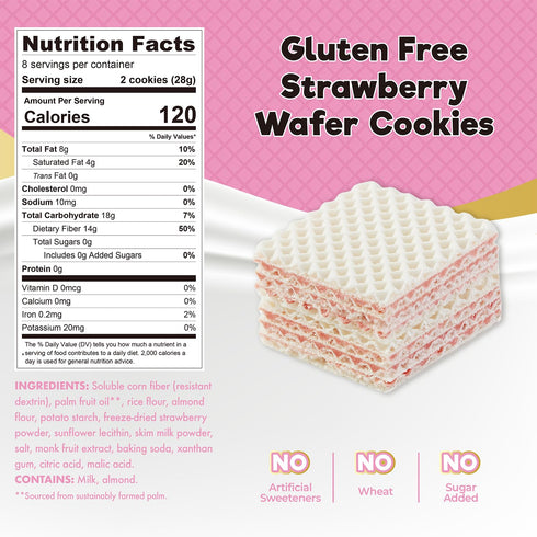 8 oz ChocZero Strawberry Wafer Cookies Sugar Free, Keto Friendly, Low Carb Cookies with No Sugar Alcohols, Gluten Free