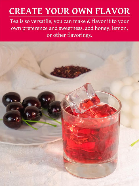 50 Count TeeLux Hibiscus Tea Bags, Natural Hibiscus Flowers Herbal Tea, Caffeine Free, Refreshing Tart Flavor, Hot