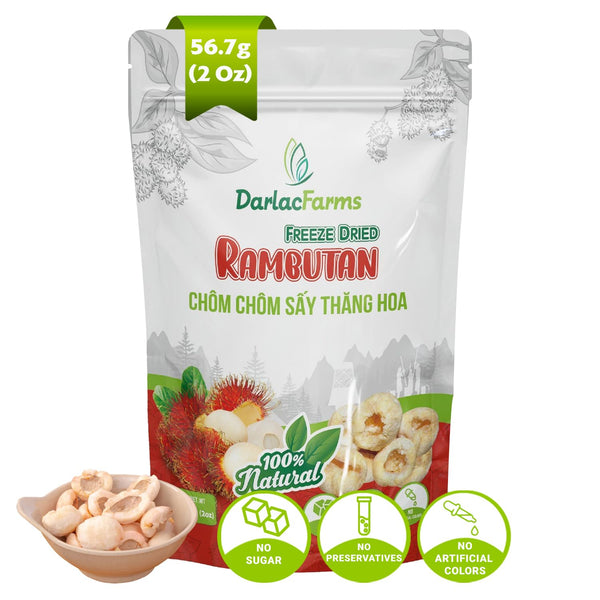 DARLAC FARMS Freeze Dried Rambutan Bites, Pack 1, No Sugar Added, Healthy