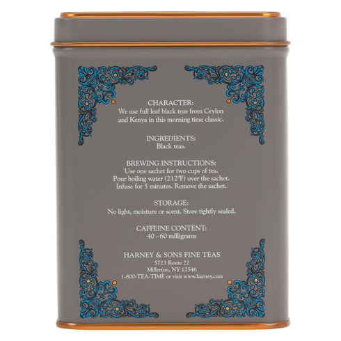 20ct Harney & Sons English Breakfast Tea, Caffeinated, sachet tin, HT Tea Blends