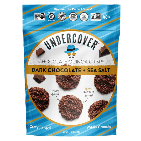 Undercover Chocolate Quinoa Crisps Dark Chocolate + Sea Salt 13 Ounce (Pack of