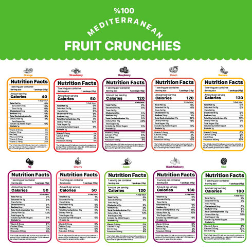 12 Packs 10 GURU HUNU Freeze Dried Fruit Mix, Individual Variety Mediterranean Fruit Snacks, No Sugar Added, Non-GMO