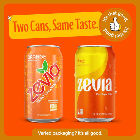 Generic 12 (Pack 6) Z e v i a Zero Calorie Soda, Orange, Ounce Cans