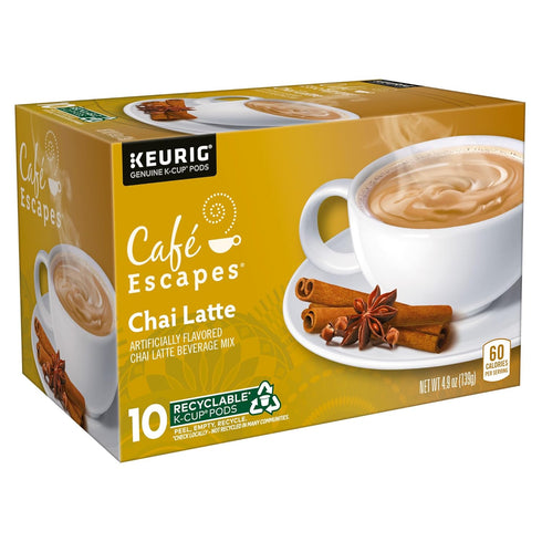 60 Count Caf Escapes Chai Latte, Single-Serve K-Cup Pods
