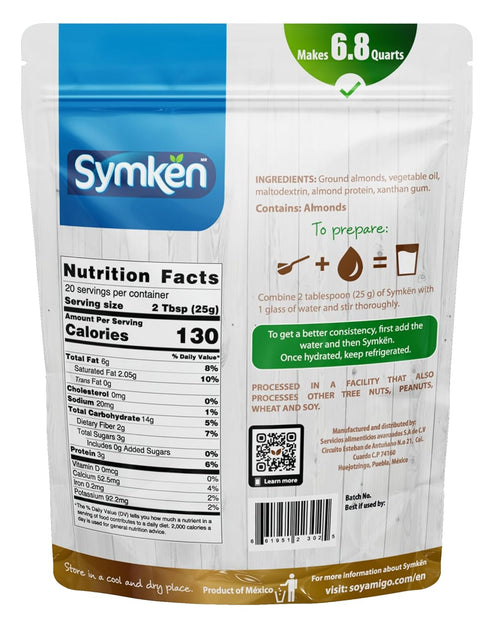 17.6 Oz (500g) (15%) SYMKEN Almond Milk Powder | Pure Almond | No added sugar | Vegan | Gluten free | Lactose free |