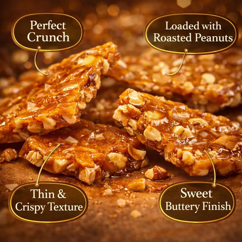 Generic Pack 1, 12 oz Handmade Peanut Brittle Candy of Tins Classic Crunchy Peanut Toffee Snack Made with Real Butter