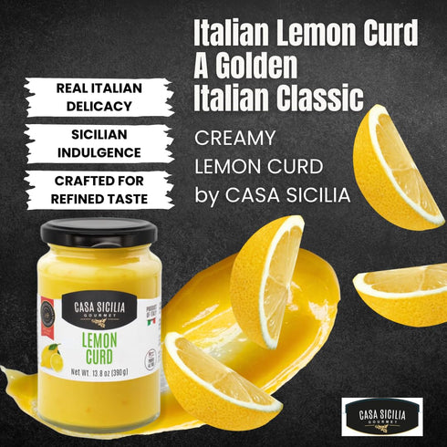 CASA SICILIA GOURMET 13.8 oz (390g), (Pack 1) CASA SICILIA LEMON CURD, Product of Sicily, Italy