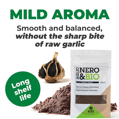 30gr bulbs. (Pack 1) Nero Fermento Organic Black Garlic Powder, Produced by Natural Fermentation of Voghiera Garlic
