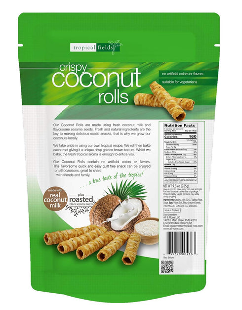Tropical Fields (9.3oz) Crispy Coconut Rolls - Organic, Gluten Free, Dairy Free