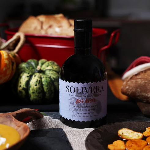 300+ 16.8 oz. Solivera Mini Verde Extra Virgin Olive Oil Cold Pressed, High Polyphenols, Baby-Friendly Blend, Smooth