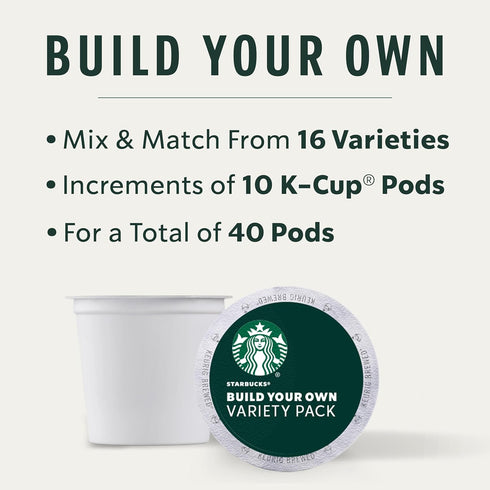 Pack, 40 Starbucks Coffee, Keurig K-Cup Pods, Custom Build Your Own Variety Pods