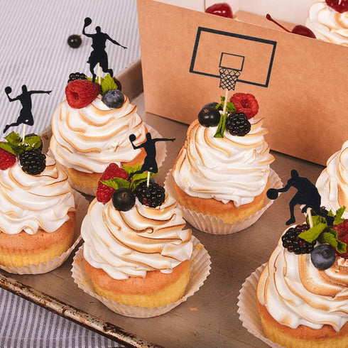 Basketball Cupcake Toppers - 24PCS Fruit Food Dessert Picks Cake Topper for Boys Kids Birthday Sport Theme