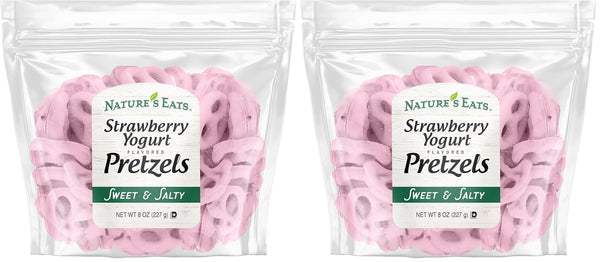 Nature's Eats Strawberry Yogurt Flavored Pretzels 8oz (Pack of 2)