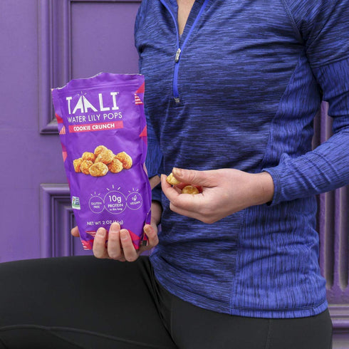 (6 2 oz Taali Cookie Crunch Water Lily Pops Resealable Bags) - Sweet Roasted Fox Nuts Makhana Snack | Crunchy Indian