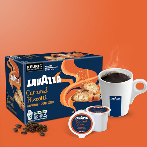 60-Count (6 Packs 10) Lavazza Caramel Biscotti Coffee, Single Serve Keurig K-Cup Pods, Flavored Coffee, Box