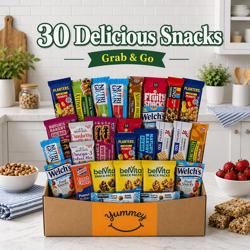 Package, (30 Count) Snack Variety Box for Adults and Kids - Assortment of Granola Bars, Nut Mixes, Fruit Snacks