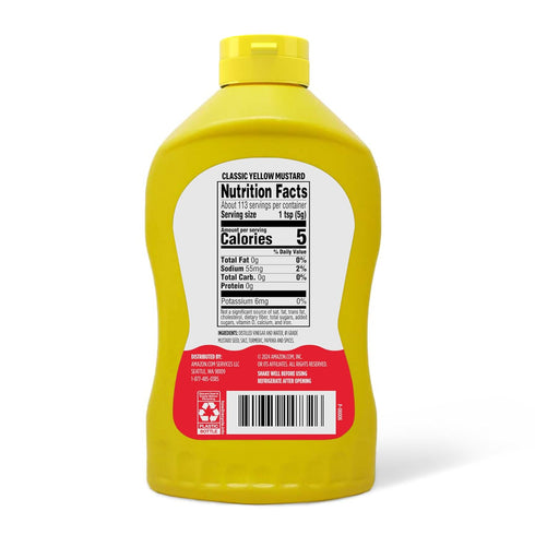 20 Oz Packaging Amazon Grocery, Classic Yellow Mustard, (Previously Happy Belly, May Vary)