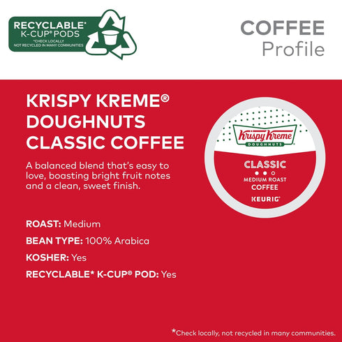 48 Count Krispy Kreme Doughnuts Classic, Keurig Single Serve K-Cup Pods, Medium Roast Coffee