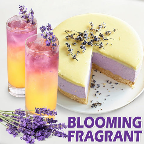 130+ 2oz (57g) Edible Lavender Sprigs for Cake & Cocktails Garnish, Whole Dried Lavender Stems Culinary Herb for Tea